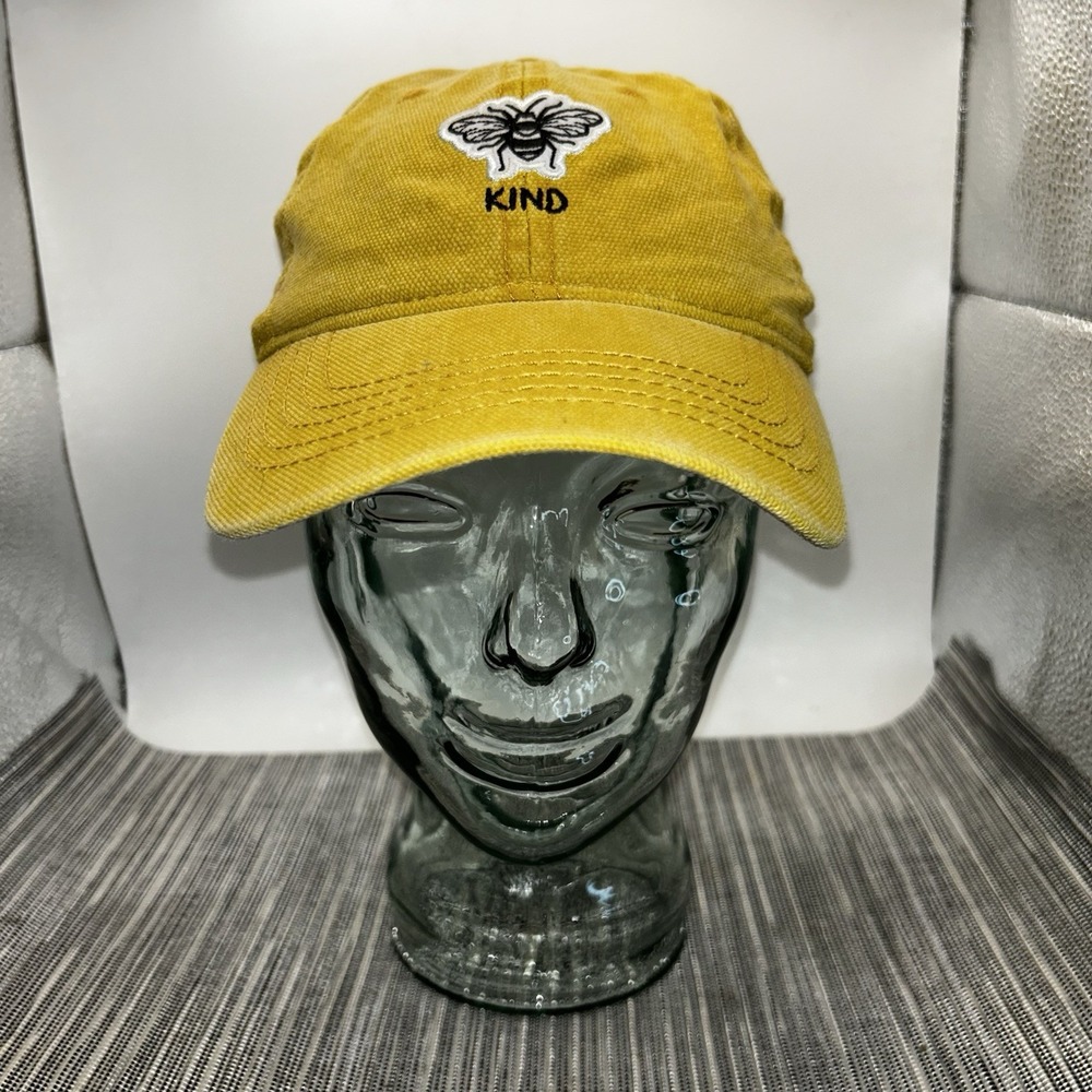 Bee Kind Cap Strap Back Yellow Gold One Size Casual Cotton Hat Adjustable EUC